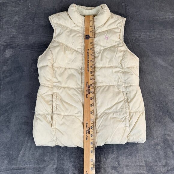 Old Navy Puffer Jacket Vest XL Cream Full Zip Athleisur Gorpcore Y2K Grunge - Picture 2 of 8